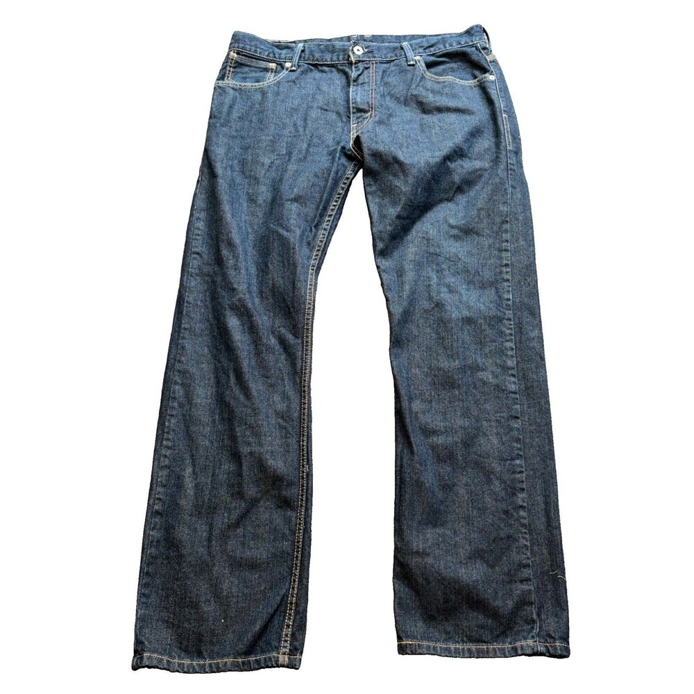 Levi's 514 Straight Leg Flap Pocket Jeans Men's 36x32 Dark Wash Blue Denim Rare